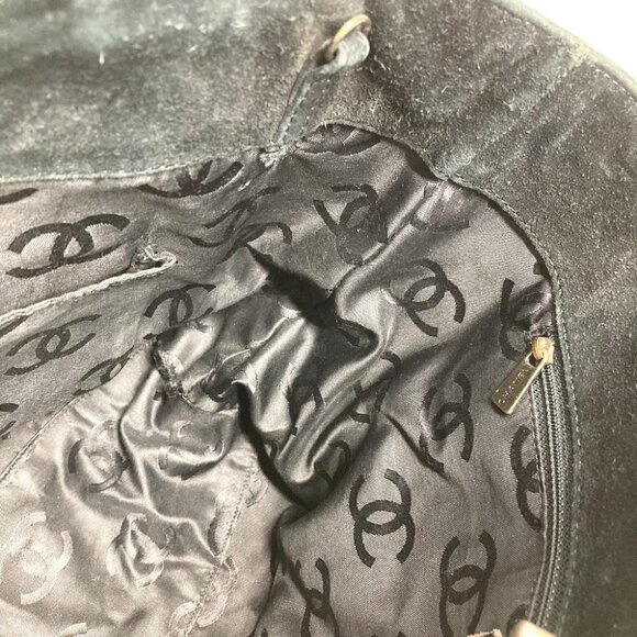 CHANEL Matelasse Quilted CC Mark turnlock Shoulder Bag 2WAY Tote Bag suede Black - Picture 4 of 16